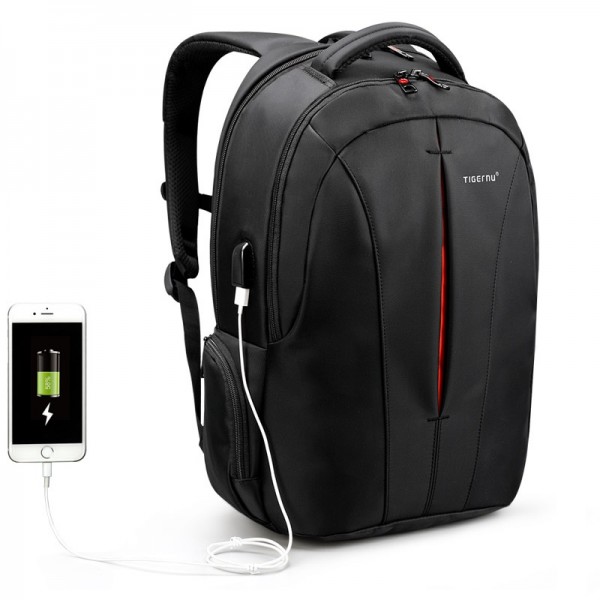 Рюкзак міський Tigernu T-B3105 USB чорний з помаранчевим